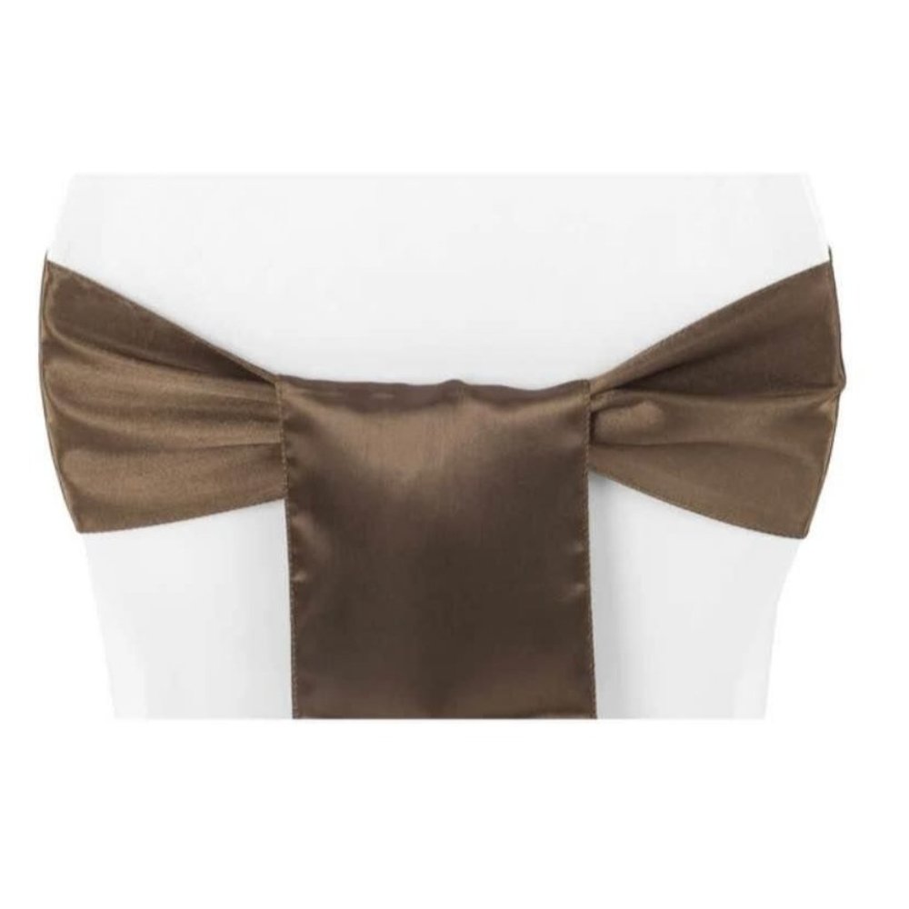 50 count | Chocolate Brown Satin Chair Sashes Wedding Party Dining Banquet Bows